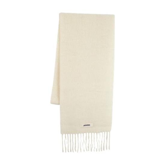 25FW 자크뮈스 프린지 울 스카프 ACU00572BOT4032 110 white - JACQUEMUS