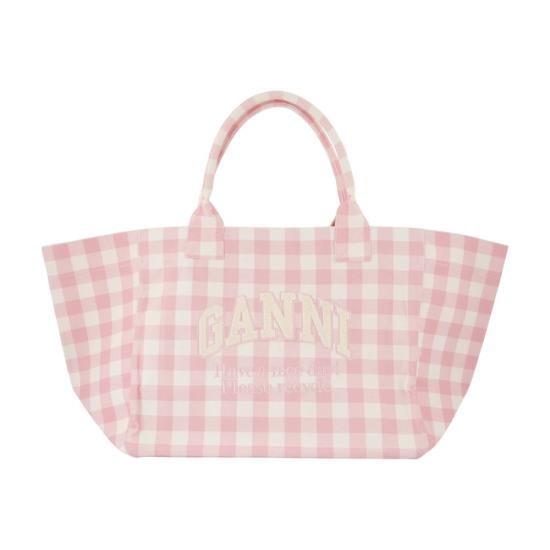 25FW 가니 VICY 비쉬 체크 XXL 토트백 A6894 038 pink