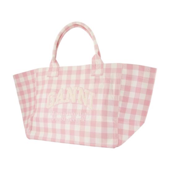 25FW 가니 VICY 비쉬 체크 XXL 토트백 A6894 038 pink - GANNI