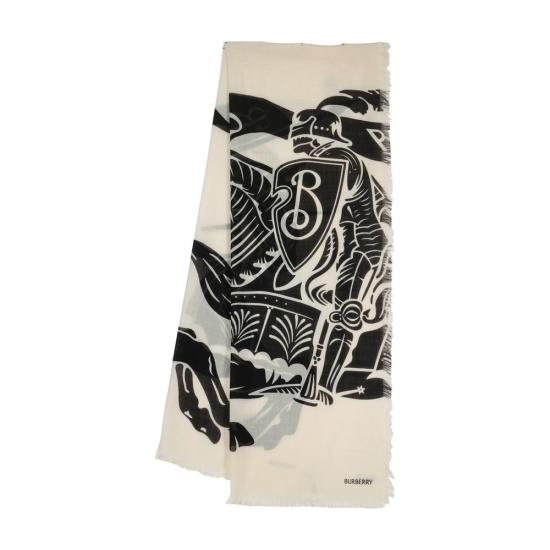 25FW 버버리 자수 울 스카프 8099096 B8620 black - BURBERRY