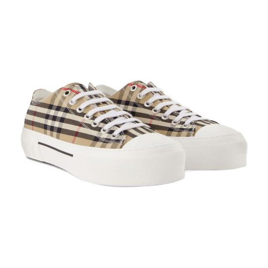  버버리 체크 코튼 스니커즈 8050506 A7028 BEIGE - BURBERRY