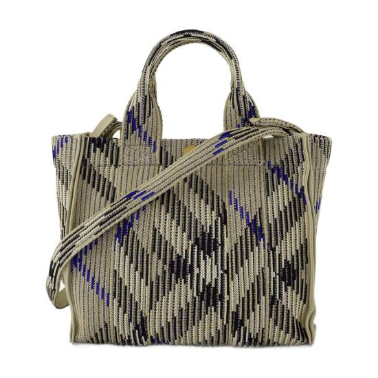 25SS 버버리 미니 체크 니트 토트 리첸 8090404 B9629 neutral - BURBERRY