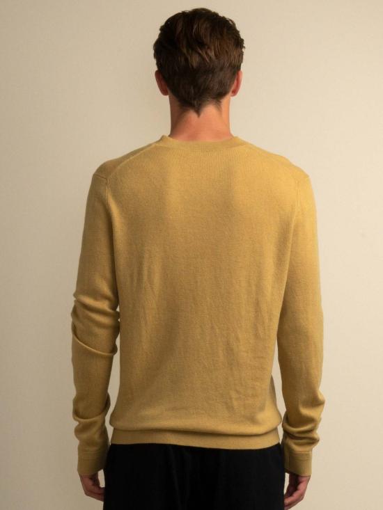  퓨어 캐시미어 엔와이씨 긴팔 티셔츠 Purecashmere Nyc 남성 V넥 스웨터 골든 리프 - PURECASHMERE NYC