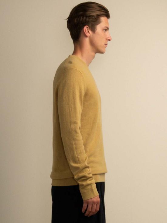  퓨어 캐시미어 엔와이씨 긴팔 티셔츠 Purecashmere Nyc 남성 V넥 스웨터 골든 리프 - PURECASHMERE NYC