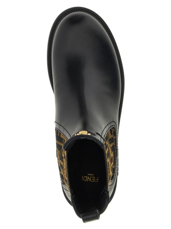 26SS 펜디 필로 레더 FF 패브릭 바이커 부츠 8T8576A379F1TOG Black - FENDI