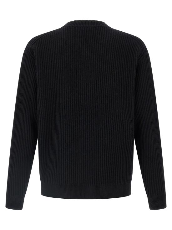 25FW 메종키츠네 폭스 헤드 울 립드 가디건 PM00508KT1149P199 Black - MAISON KITSUNE