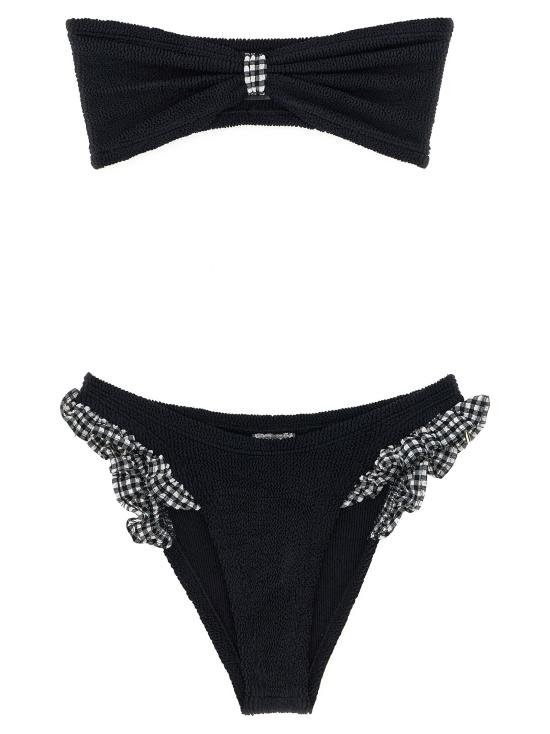 25FW 훈자 지 비치웨어 JEANBIKINIBLACKGINGHAM White Black