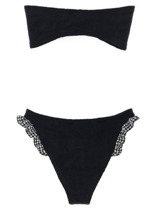 25FW 훈자 지 비치웨어 JEANBIKINIBLACKGINGHAM White Black - HUNZA G