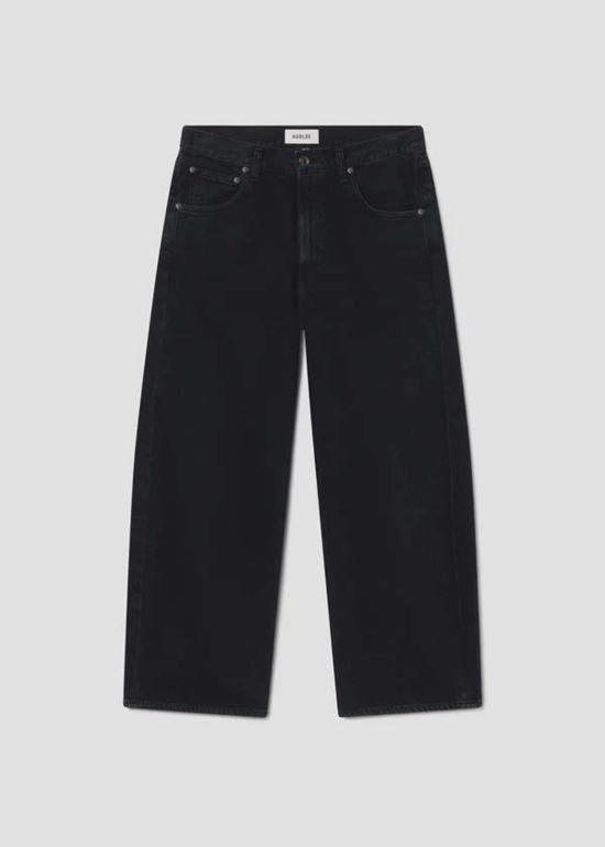  에이골디 데님 팬츠 아골드 로우 커브 진 크롭 마블 오버다이드 블랙 - AGOLDE