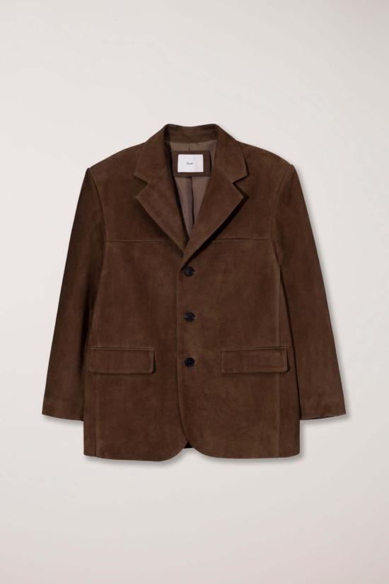  던스트 무스탕 스웨이드 테일러드 하프 재킷 카멜 - DUNST