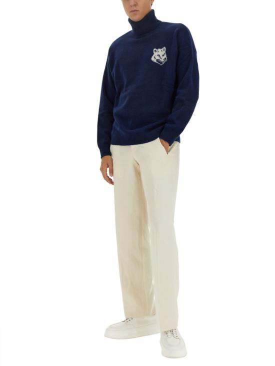  메종키츠네 터틀넥 LM00820KT1063 INKBLUE Blue - MAISON KITSUNE