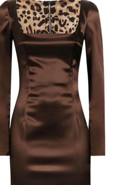 25FW 돌체앤가바나 미디 원피스 F6TYGT FURADM0694 Marrone Scuro - DOLCE & GABBANA