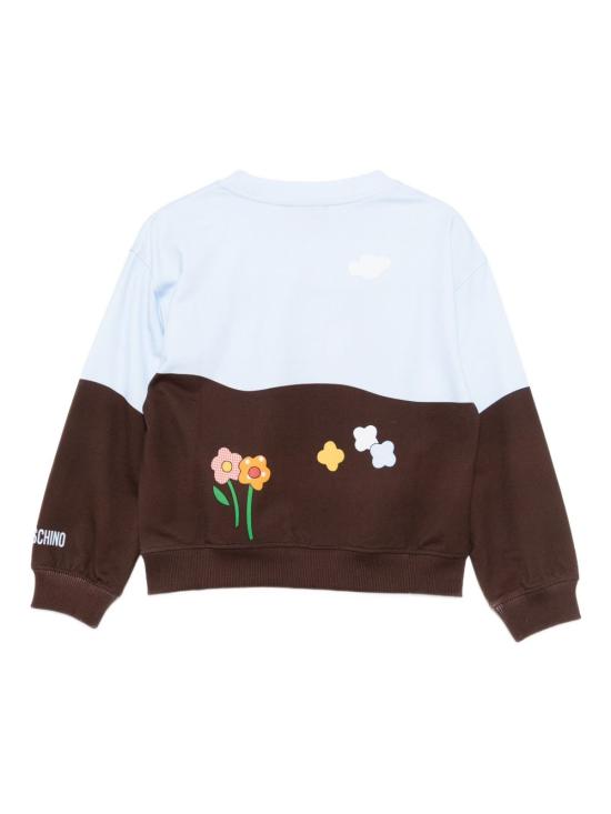 25FW [키즈] 모스키노 트레이닝 상의 HQF07YLCA61 83595 Azure brown - MOSCHINO