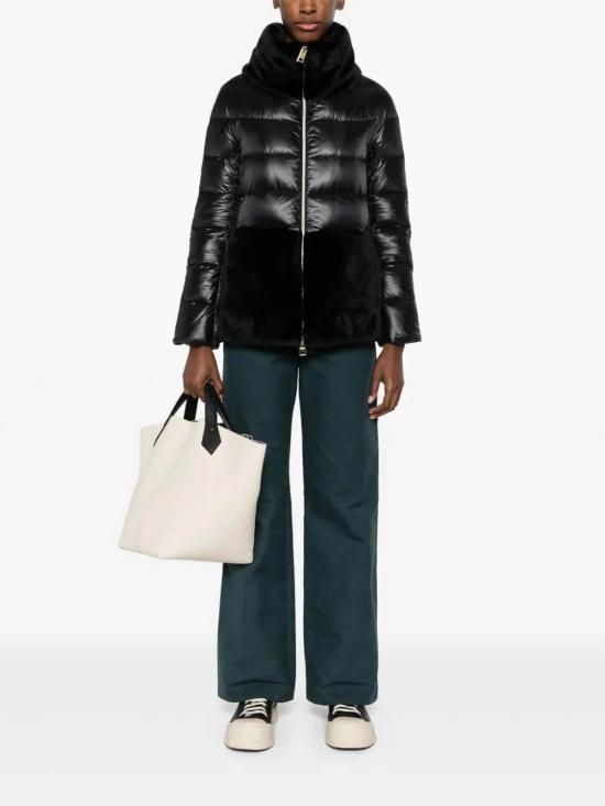  에르노 울트라라이트 나일론 & 레이디 얼터너티브 퍼 케이프 자켓 PI001933D12017Z9300 Black - HERNO