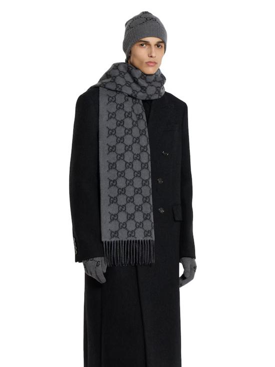 25FW 구찌 GG 캐시미어 스카프 8123174GABX 1260 Grey - GUCCI
