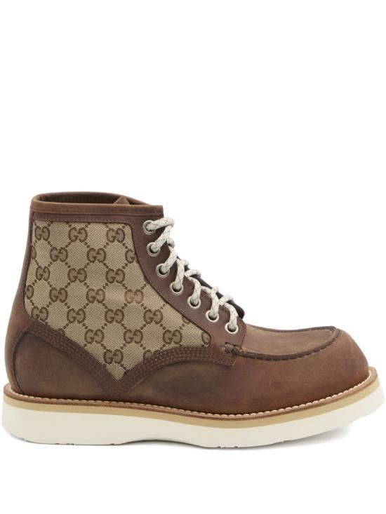 25FW 구찌 라운드 토 레이스업 앵클 부츠 831149 AAEZE2541 CUIR BEIGE EBONY