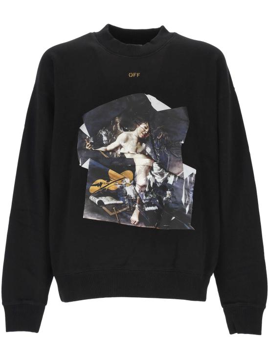 25FW 오프화이트 큐피드 페이퍼 스케이트 로고 스웨트셔츠 OMBA054F25FLE00A 1016 BLACK OC