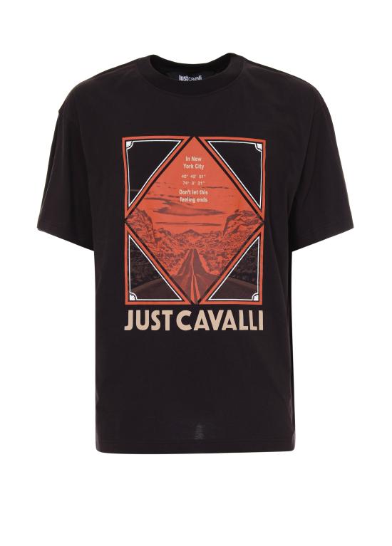 25FW 로베르토 카발리 반팔 티셔츠 79OAHT18 CJ500899 Black