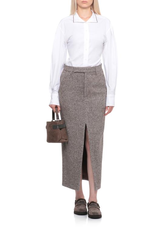 25FW 브루넬로 쿠치넬리 미디 스커트 MG531G3918 C6321 Grey - BRUNELLO CUCINELLI