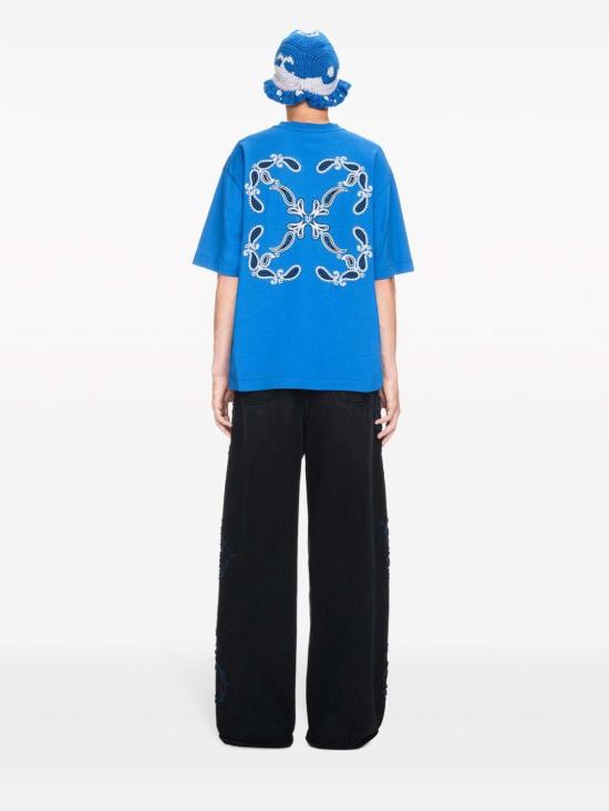  오프화이트 반팔 티셔츠 OMAA120S24JER0034601 Blue - OFF WHITE