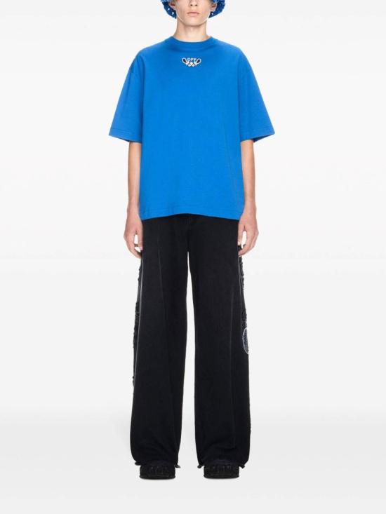  오프화이트 반팔 티셔츠 OMAA120S24JER0034601 Blue - OFF WHITE