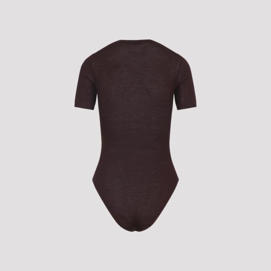 25FW 알라이아 바디수트 티셔츠 AA9B0403K097B Burgundy - ALAIA