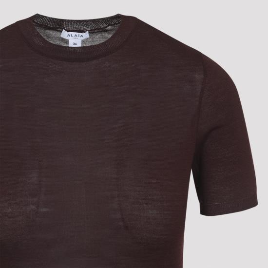 25FW 알라이아 바디수트 티셔츠 AA9B0403K097B Burgundy - ALAIA