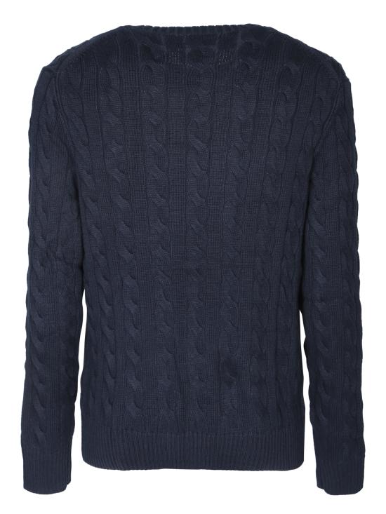  폴로 랄프로렌 로고 자수 케이블 니트 스웨터 710775885 001 Blue - POLO RALPH LAUREN