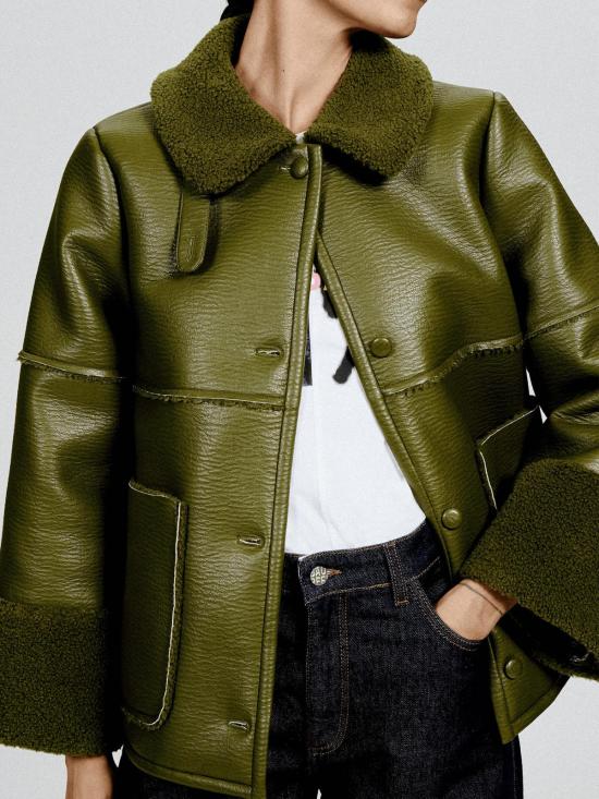  바움 운드 페르드가르텐 가죽 자켓 Baum Und Pferdgarten 버디 재킷 아이비 그린 - BAUM UND PFERDGARTEN