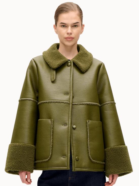  바움 운드 페르드가르텐 가죽 자켓 Baum Und Pferdgarten 버디 재킷 아이비 그린 - BAUM UND PFERDGARTEN