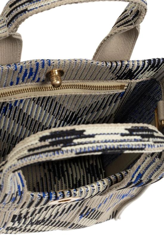 25SS 버버리 미니 체크 니트 토트 리첸 8090404B9629 NEUTRAL - BURBERRY