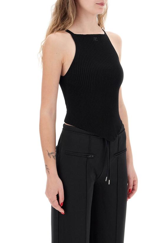  쿠레쥬 포인티 립 니트 탱크탑 VESMTO042FI00019999 BLACK - COURREGES