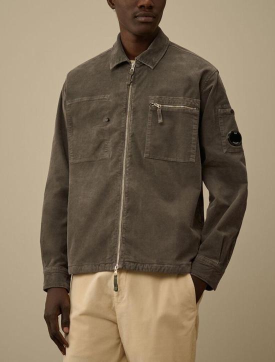 25FW 씨피 컴퍼니 렌즈 와펜 코드로이 집업 오버셔츠 19CMOS097A006410O921 GREY - C.P. COMPANY