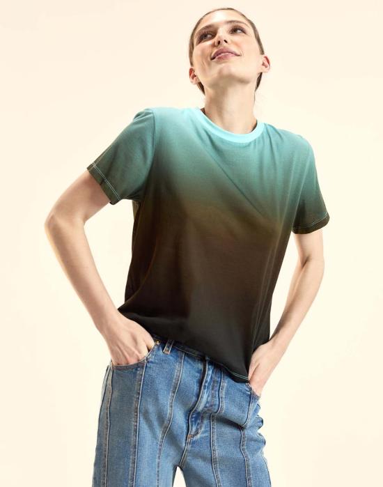  신시아 로리 반팔 티셔츠 신시아 로울리 에브리데이 티셔츠 블루 그린 - CYNTHIA ROWLEY