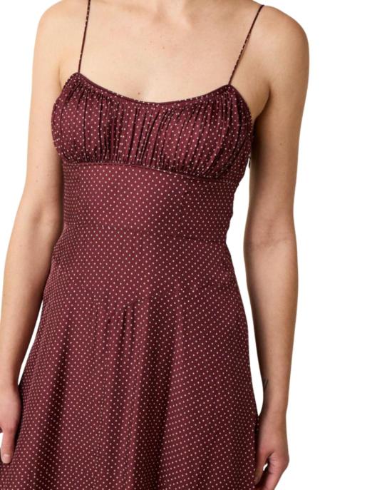  도엔 롱 원피스 DÔen Rosaria 드레스 버건디 콜레트 도트 - DOEN