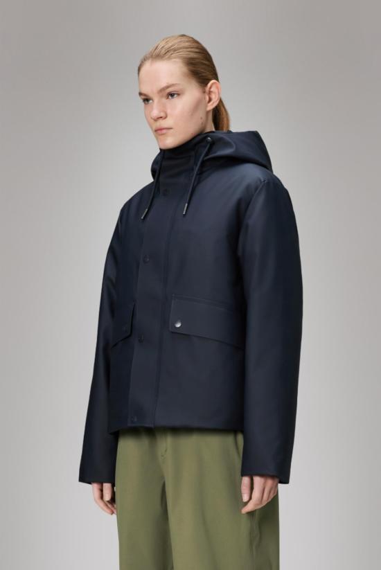  레인스 숏패딩 놈 숏 파카 네이비 블루 - RAINS