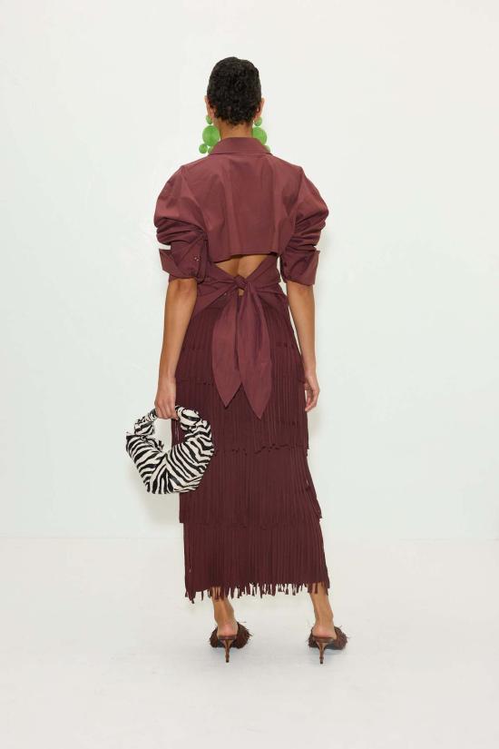  Poplin 블라우스 사이먼 밀러 로크 팝린 버튼업 탑 초코 브라운 - OTHER BRANDS