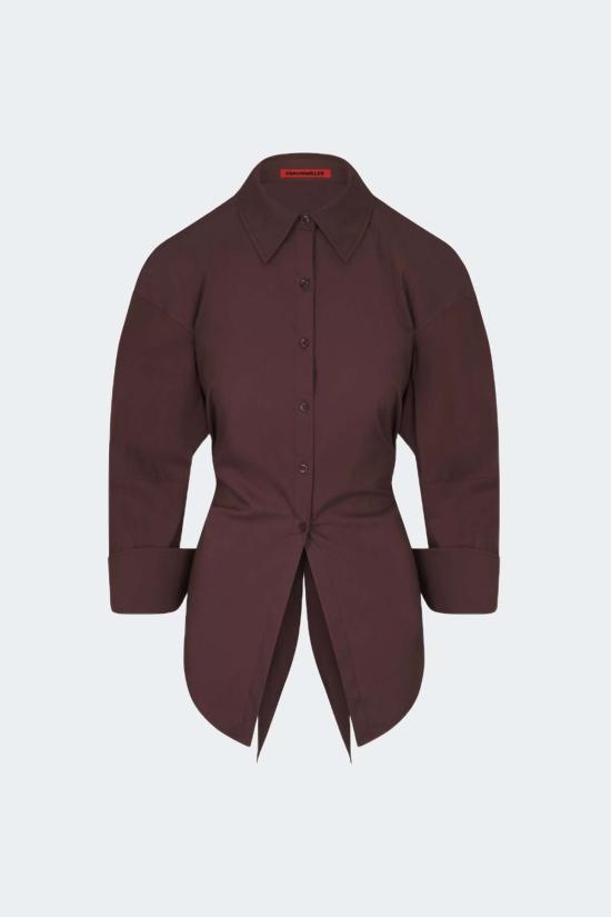  Poplin 블라우스 사이먼 밀러 로크 팝린 버튼업 탑 초코 브라운