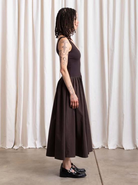  알리 골든 롱 원피스 믹스 패브릭 드레스 - ALI GOLDEN