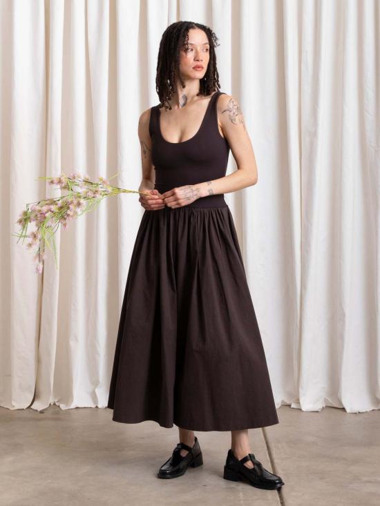  알리 골든 롱 원피스 믹스 패브릭 드레스 - ALI GOLDEN