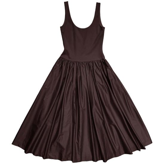  알리 골든 롱 원피스 믹스 패브릭 드레스