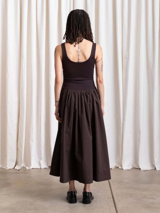  알리 골든 롱 원피스 믹스 패브릭 드레스 - ALI GOLDEN