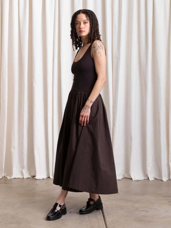  알리 골든 롱 원피스 믹스 패브릭 드레스 - ALI GOLDEN