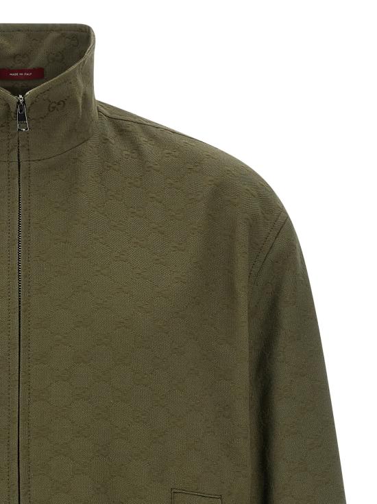 25FW 구찌 모노그램 패브릭 봄버 재킷 833484ZAF4S3065 Green - GUCCI