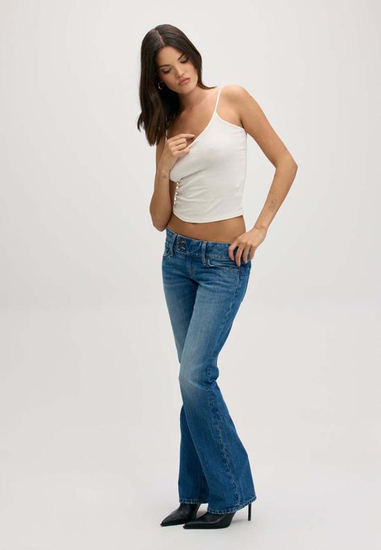  에티카 데님 팬츠 미시 로우 라이즈 부츠컷 진