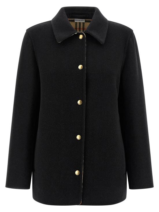 25FW 버버리 울 오버셔츠 8115289BLACKSANDIPCHECK Black