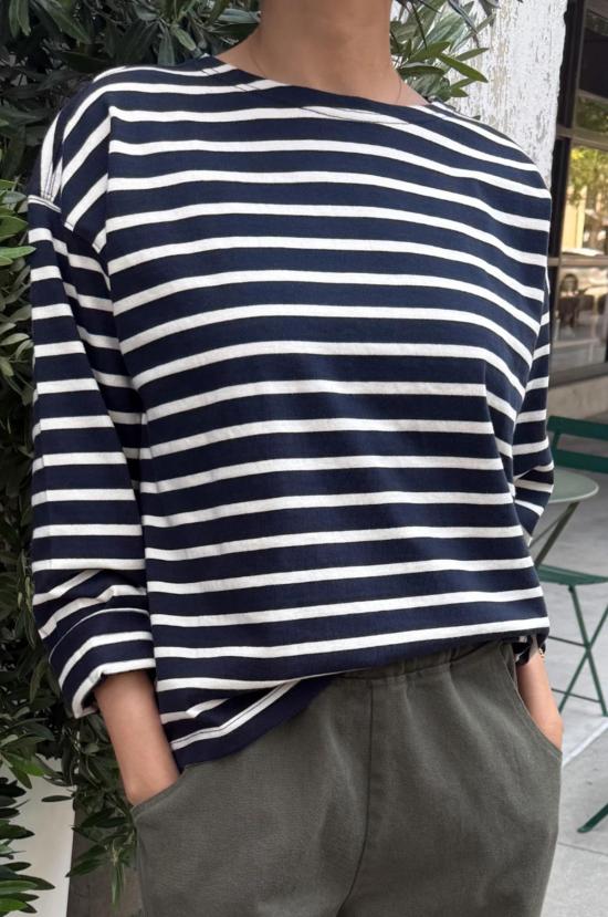  르 본 숍 긴팔 티셔츠 세일러 탑 - Le Bon Shoppe