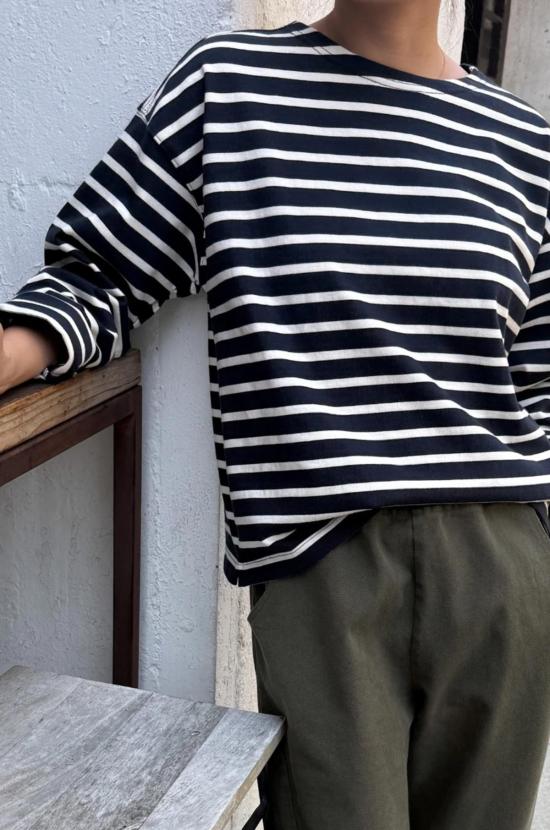  르 본 숍 긴팔 티셔츠 세일러 탑 - Le Bon Shoppe