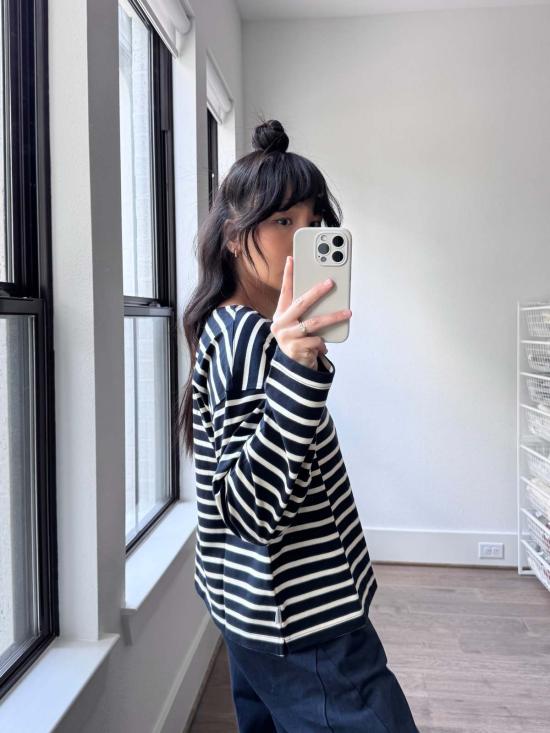  르 본 숍 긴팔 티셔츠 세일러 탑 - Le Bon Shoppe