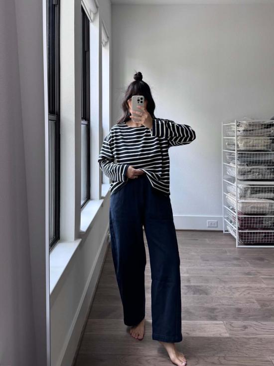  르 본 숍 긴팔 티셔츠 세일러 탑 - Le Bon Shoppe